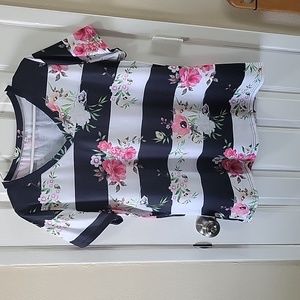 Womens' Black-White-Stripe Top size XL